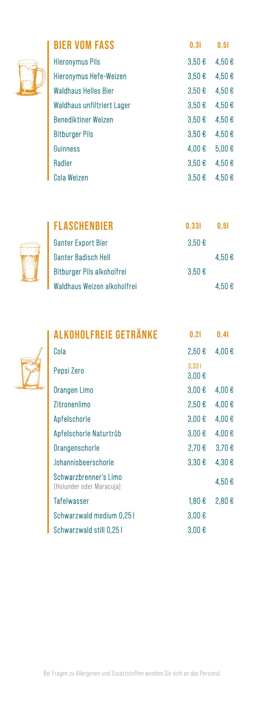 Bistrokarte – Bier & alkoholfreie Getränke